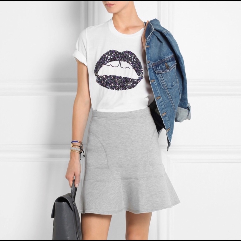 J Crew scuba material high waisted grey skirt